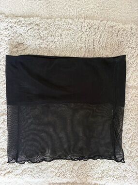 Subdued Black Sheer Mesh Tube Top — S